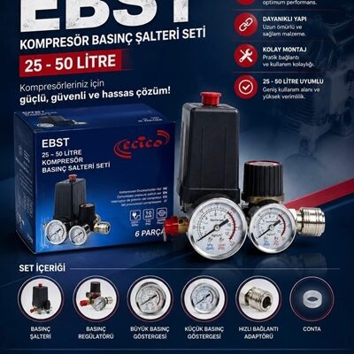Kompresör Basınç Şalter Seti 25-50Lt